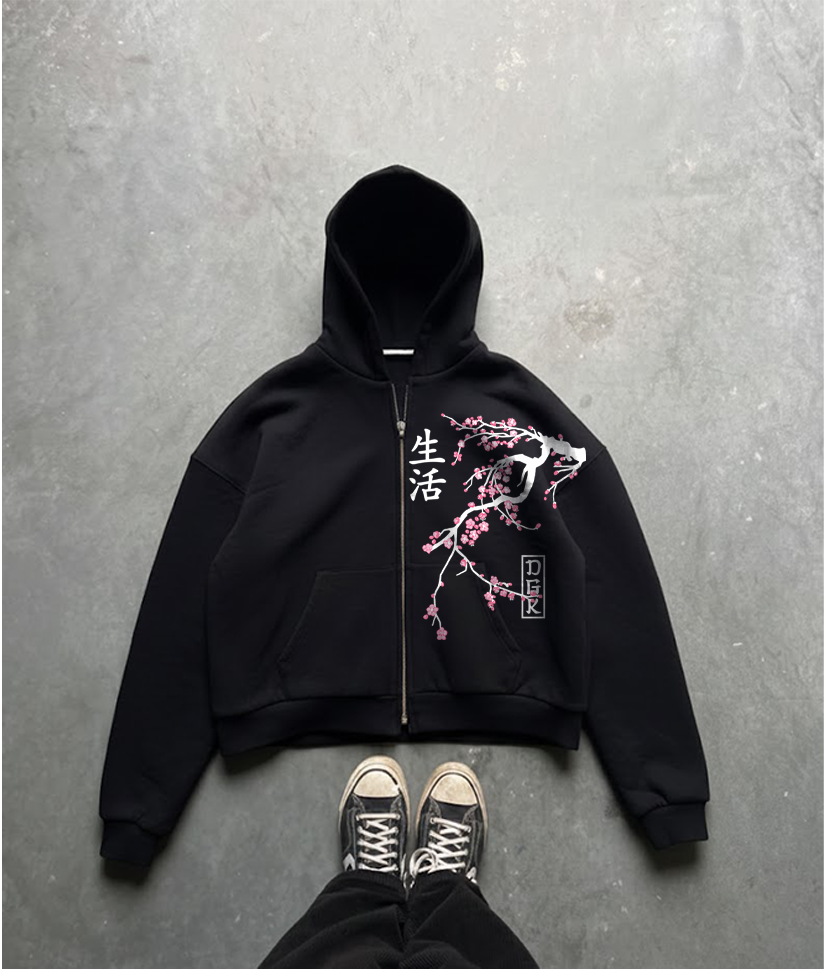 sakura zip up hoodie